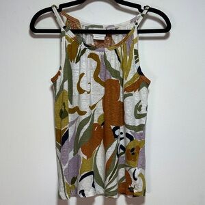 Rachel Zoe Floral Linen Sleeveless Top | Lightweight Summer Tank | Size S